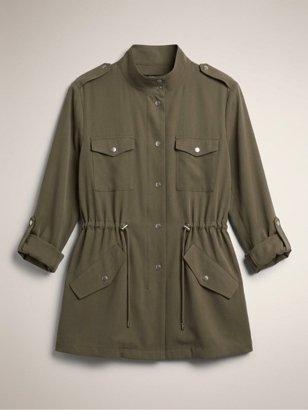 Zara Women’s Olive Utility Jacket with Drawstring Waist